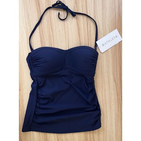Athleta Molded Bandeau Tankini Top-XXS-NWT Navy Blue - Picture 1 of 9